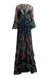 Etro Ruffled Silk Maxi Dress In Animal Print