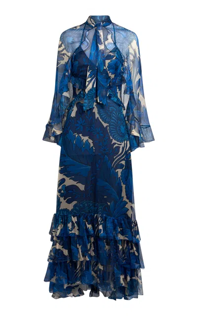 ETRO RUFFLED SILK CHIFFON MAXI DRESS