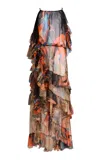 Etro Ruffled Silk Maxi Dress In Multi