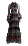 Etro Ruffled Silk Maxi Dress In Multi