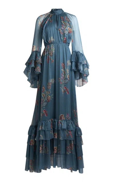 Etro Ruffled Silk Maxi Dress In Multi