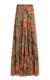 Etro Ruffled Silk Maxi Skirt In Multi