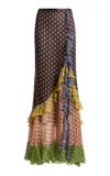 Etro Ruffled Silk Maxi Skirt In Multi