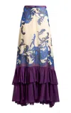 Etro Ruffled Silk Maxi Skirt In Multi