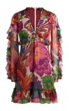 Etro Ruffled Silk Mini Dress In Multi