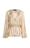 Etro Ruffled Silk Peplum Shirt In Animal Print
