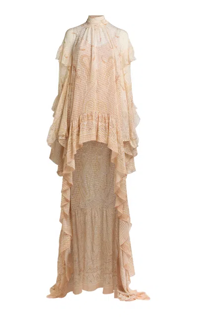 Etro Ruffled Silk-blend Mini Dress In Neutral