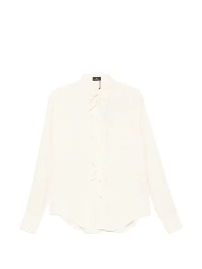 Etro Ruffled-trim Long-sleeved Shirt In Multi