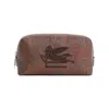 Etro Logo Embroidered Paisley Printed Wash Bag In Brown