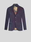Etro , Velvet Blazer, Man, Navy Blue, Size 52 In Navyblau