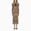 ETRO SAND-COLOURED SHEATH DRESS IN STRETCH TULLE