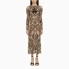 ETRO ETRO SAND-COLOURED SHEATH DRESS IN STRETCH TULLE