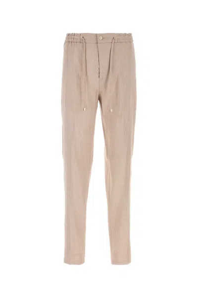 Etro Linen Joggers Button Detail Side Pockets In Neutral