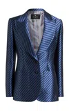Etro Satin Blazer In Navy