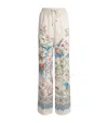 Etro Women White Pants With Elastic Drawstring Waist And All-over Floral Print In Tech Fabric Woman In White