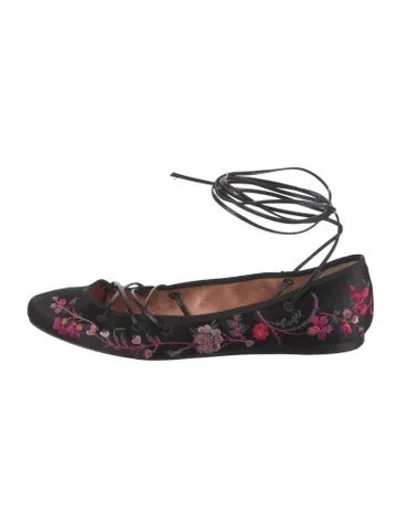 Pre-owned Etro Satin Floral Print Ballet Flats In Black