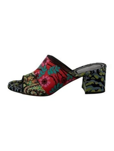 Pre-owned Etro Satin Floral Print Slides In Multicolor