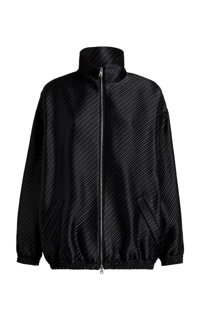 Etro Satin Jacquard Bomber Jacket In Black