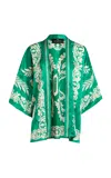 Etro Satin Kimono In Green