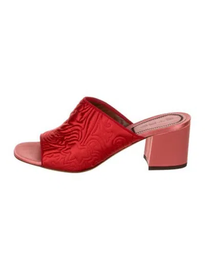 Pre-owned Etro Satin Patterned Slides In Red
