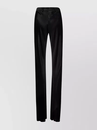 Etro Satin Straight Leg Trousers With Belt Loops In Black
