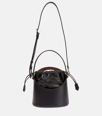 Etro Saturno Leather Bucket Bag In Black