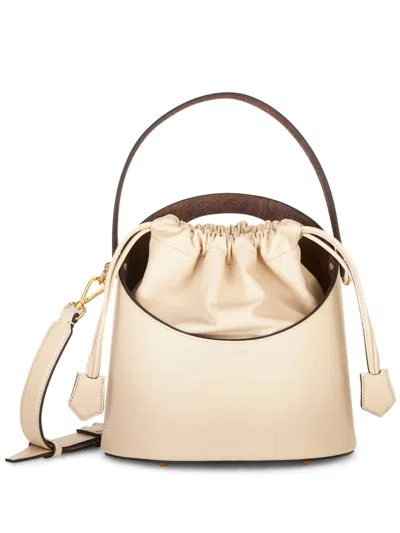 Etro Saturno Mini Bucket Bag In Neutrals