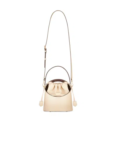 Etro Saturno Leather Bucket Bag In Nude