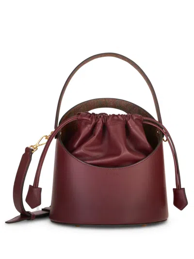 Etro Medium Saturno Leather Top Handle Bag In Bordeaux