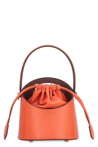 Etro Saturno Mini Bucket Bag In Orange