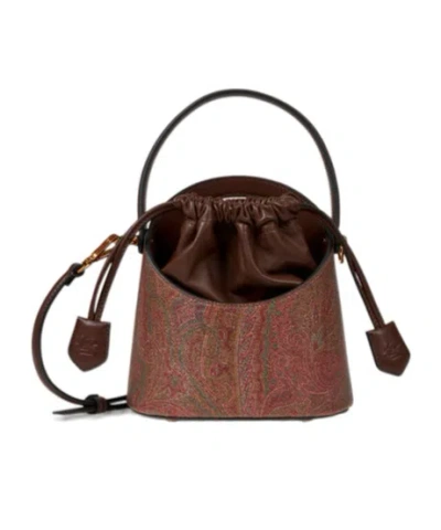 Etro Saturno Small Bucket Bag In Brown