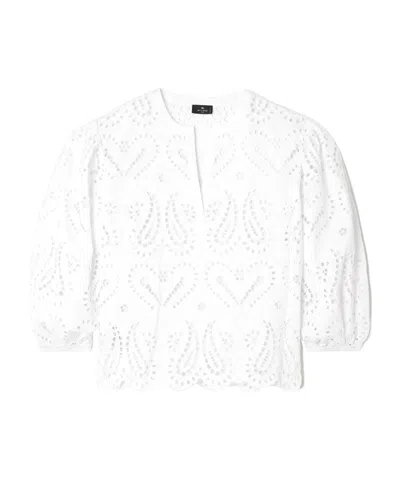 Etro Scalloped Broderie Anglaise Cotton-blend Poplin Blouse In White