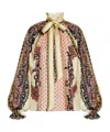 Etro Silk Twill Blouse With Silk Scarf And Floral Geometric Motif In Multi