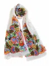 Etro Bouquet-print Fringed Scarf In White