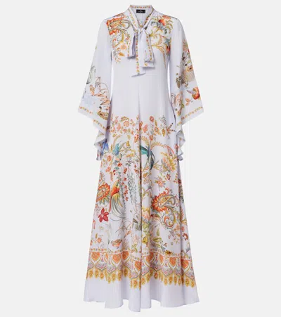 Etro Scarf-detail Floral Silk Maxi Dress In Multi