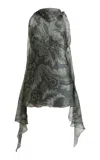 Etro Scarf-detailed Silk Blouse In Grey