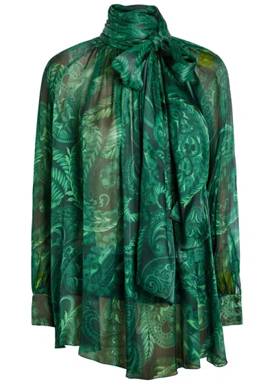 Etro Scarf-effect Silk Blouse In Animal Print