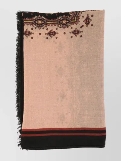 Etro Scarf Fringed Edges Intricate Pattern In Multicolour