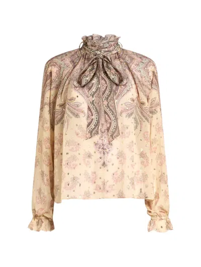 Etro Scarf Print Silk Blouse In Multi