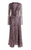 Etro Scarf-detailed Silk Maxi Dress In Purple