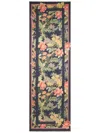 Etro Floral-print Wool-silk Blend Scarf In Blue