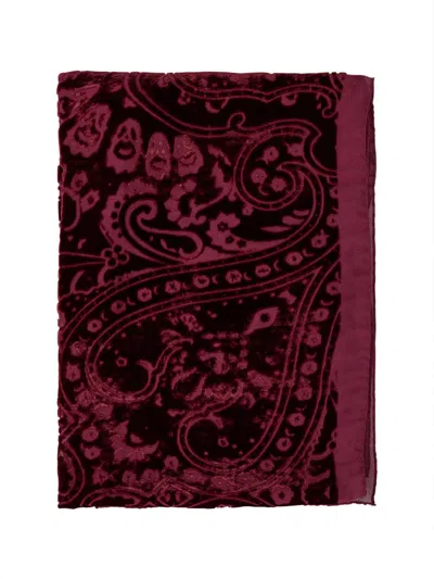 Etro Paisley-pattern Velvet Scarf In Red