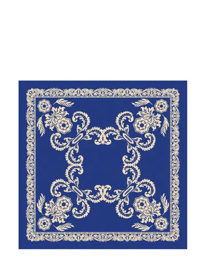 Etro , Floral Shawl, Woman, Electric Blue In Stampa F.do Blu