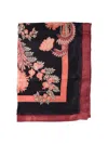 Etro Satin Floral Rectangular Scarves In Red