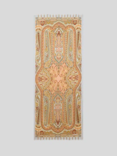 Etro , Schal Aus Einer Kaschmirmischung Mit Floralem Motiv, Damen, Beige In Brown