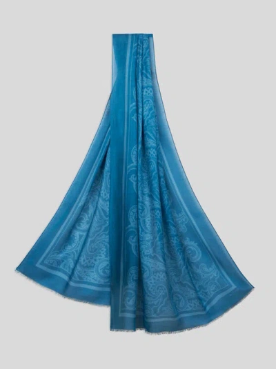 Etro Paisley Cashmere-blend Scarf In Blue