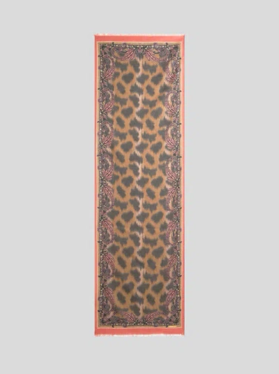 Etro , Schal Aus Einer Wollmischung Mit Animal-motiv, Damen, Multicolor