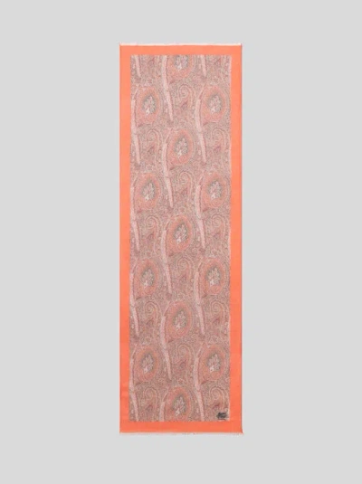Etro , Schal Aus Kaschmir Mit Floralem Paisley-motiv, Damen, Orange
