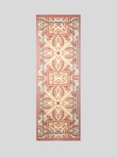 Etro , Schal Aus Wolle Und Kaschmir Mit Platziertem Print, Damen, Beige In Sand