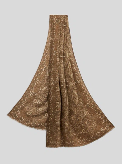 Etro Schal Mit Tuch-muster In Braun